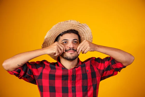 Braziliaanse Man Draagt Typische Kleding Voor Festa Junina — Stockfoto