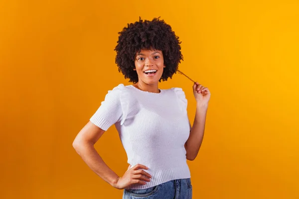 Ritratto Bellezza Donna Afro Americana Con Acconciatura Afro Trucco Glamour — Foto Stock
