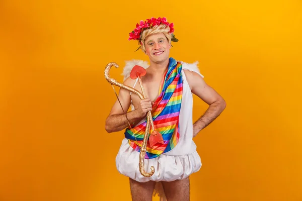 Amor Drží Vlajku Igbtu Koncepce Gay Cupid — Stock fotografie