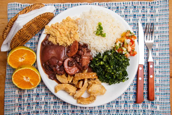 Feijoada Brazilian Cuisine Tradition Delicious Dish Made Feijoada Crackling — Stock Photo, Image