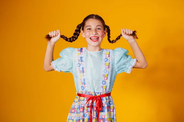 Dziecko Typowych Ubraniach Słynnego Brazylijskiego Party Nazwie Festa — Zdjęcie stockowe