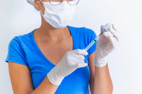 Vaccin Covid Entre Les Mains Chercheur Une Femme Médecin Tient — Photo