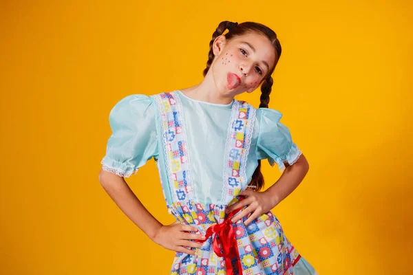 Dziecko Typowym Ubraniu Słynnej Brazylijskiej Imprezy Zwanej Festa Junina Okazji — Zdjęcie stockowe