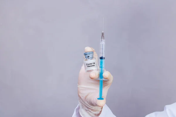 Nurse Holding Covid Vaccine Syringe Coronavac Vaccination New Corona Virus — Stock Photo, Image