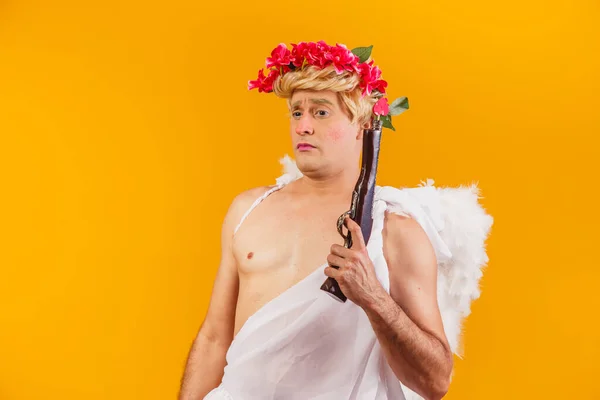 Cupid Holding Shotgun Armed Cupid — Stock Photo, Image
