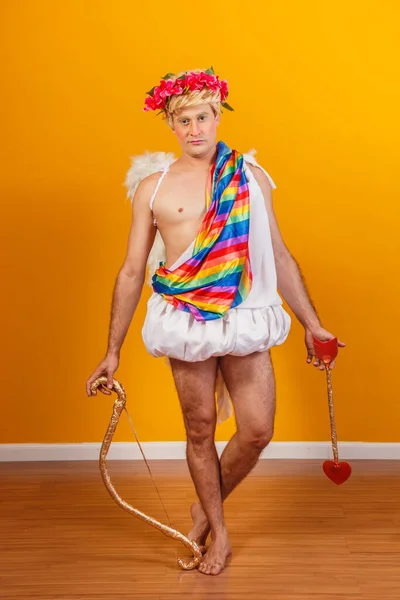 Cupid Holding Lgbt Flag Gay Cupid Concept — Stock Photo, Image