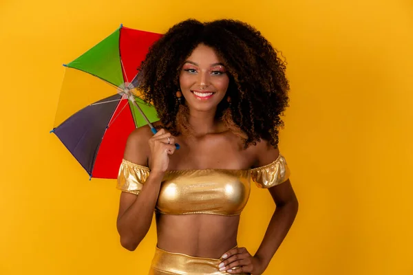Hermosa Mujer Afro Vestida Para Carnaval — Foto de Stock