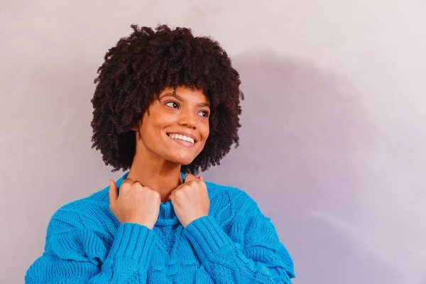 Afro Woman Dressed Winter — Stock Photo, Image