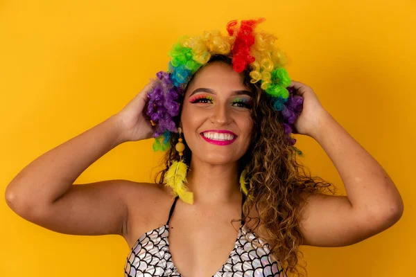 Bella Donna Afro Vestita Carnevale — Foto Stock