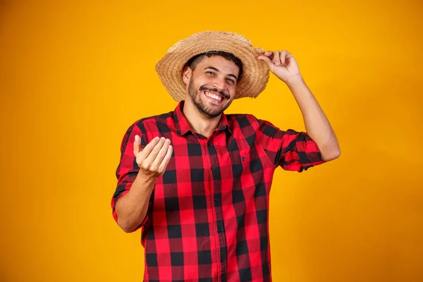 Hombre Brasileño Vestido Con Ropa Típica Para Festa Junina —  Fotos de Stock