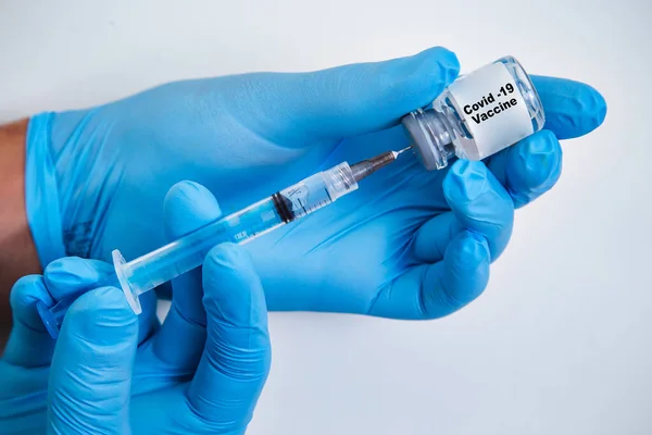 Vaccinazione Contro Nuovo Virus Corona Vacine Covid19 Una Siringa Preparazione — Foto Stock