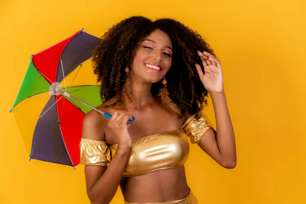 Belle Femme Afro Habillée Pour Carnaval — Photo