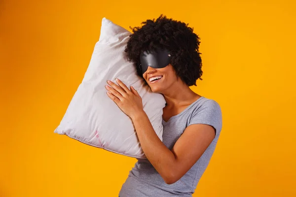 Dormo Sogni Ritratto Donna Afro Ragazza Americana Pigiama Maschera Del — Foto Stock