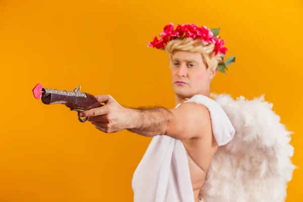 Cupid Holding Shotgun Armed Cupid — Stock Photo, Image