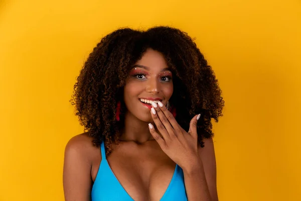 Young Afro Woman Surprised Face — Stock Photo, Image
