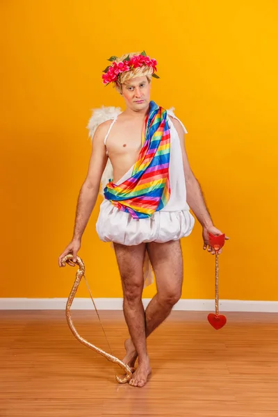 Cupid Holding Lgbt Flag Gay Cupid Concept — Stock Photo, Image