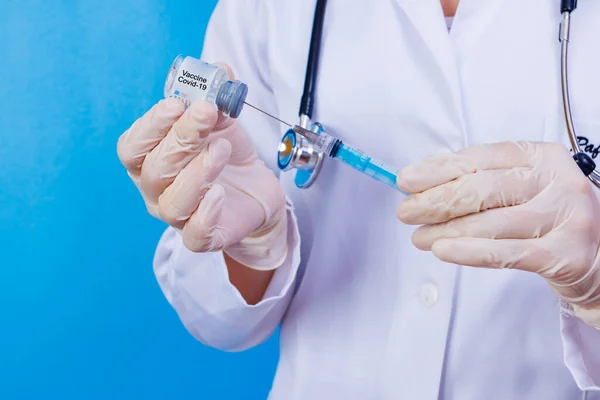 Nurse Holding Covid Vaccine Syringe Coronavac Vaccination New Corona Virus — Stock Photo, Image