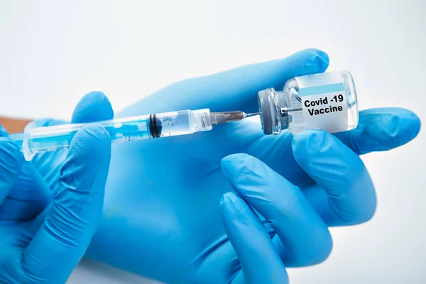 Vaccination Contre Nouveau Virus Corona Vacine Covid19 Une Seringue Cours — Photo