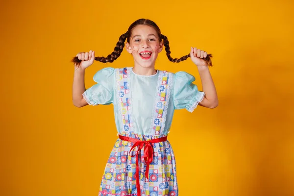 Kind Typische Kleren Van Het Beroemde Braziliaanse Feest Genaamd Festa — Stockfoto