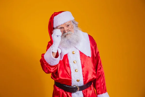 Julenissen Ser Inn Kameraet Det Snart Jul Gledelig Jul Julenissen – stockfoto