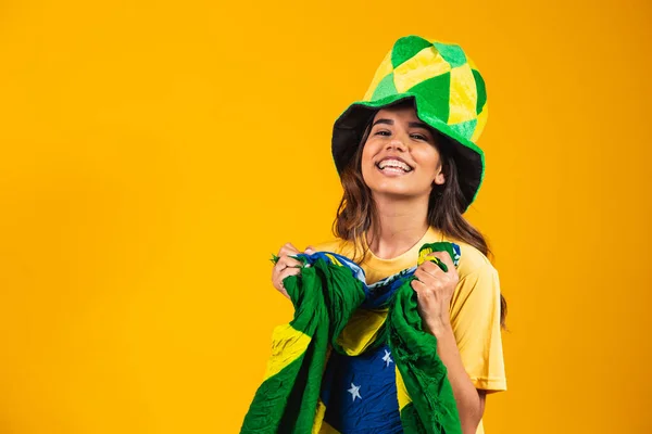 Βραζιλιάνος Γιορτάζει Την Ανεξαρτησία Της Βραζιλίας Σεπτεμβρίου Βραζιλιάνος Οπαδός — Φωτογραφία Αρχείου