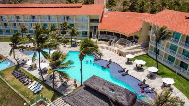 Natal, Rio Grande do Norte, Brezilya - 12 Mart 2021: Aram Praia Marina Oteli 'nin havadan görüntüsü