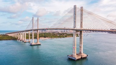 Natal, Rio Grande do Norte, Brezilya - 12 Mart 2021: Fotoğraf: Natal şehrinin Newton Navarro köprüsü, RN.