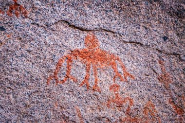 Mağara duvarındaki resim. Tarihi sanat. Çok eski hikaye. Çağlar. arkeoloji