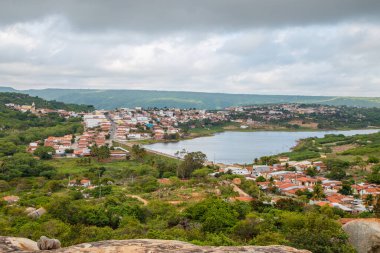 Lagoa Nova, Rio Grande do Norte, Brezilya - 12 Mart 2021: Lagoa Nova şehrinin hava görüntüsü