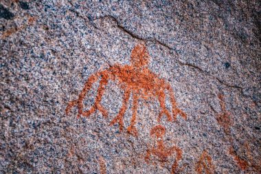 Mağara duvarındaki resim. Tarihi sanat. Çok eski hikaye. Çağlar. arkeoloji