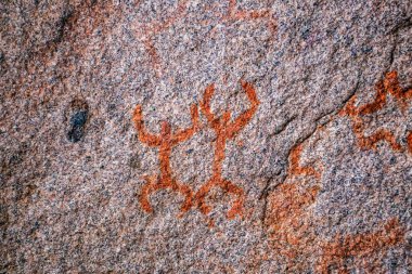 Mağara duvarındaki resim. Tarihi sanat. Çok eski hikaye. Çağlar. arkeoloji