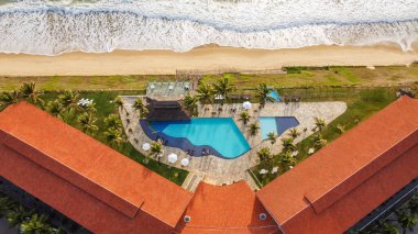 Natal, Rio Grande do Norte, Brezilya - 12 Mart 2021: Aram Praia Marina Oteli 'nin havadan görüntüsü