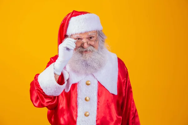 Babbo Natale Guarda Telecamera Natale Sta Arrivando Buon Natale Ciao — Foto Stock
