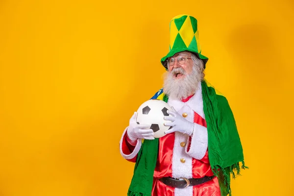 Kerstman Een Fan Van Brazilië Santa Claus Supporter Van Het — Stockfoto