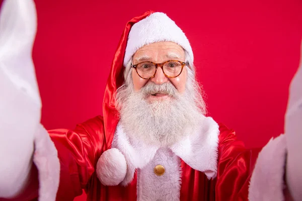 Nissen Som Lager Selfiefotografier Julaften Gavelevering Fortryllende Drømmer Barn – stockfoto