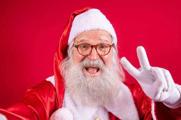 Jultomten Gör Selfie Bilder Julafton Gåvoförsändelse Förtrollade Drömmar Barn — Stockfoto