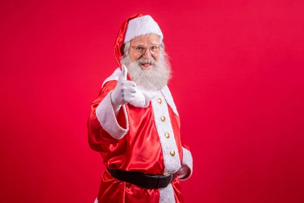 Santa Claus His Thumb Making Thumbs Christmas Night Gift Delivery — Stock Photo, Image