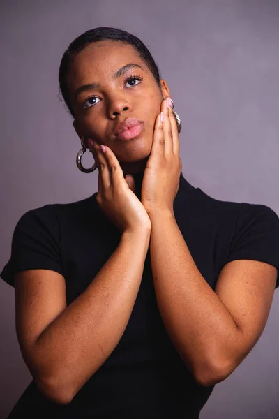 Mujer Negra Retrato Mujer Negra Estudio Fotográfico —  Fotos de Stock