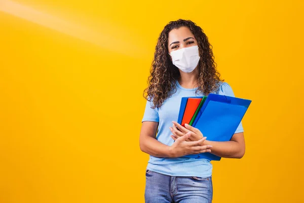 Young Graduate High School Student Wearing Surgical Mask Covid New — Stock Photo, Image