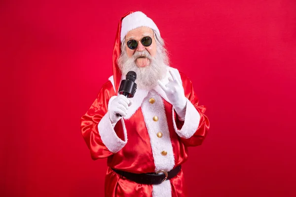 Szalony Święty Mikołaj Śpiewa Rock Rollu — Zdjęcie stockowe