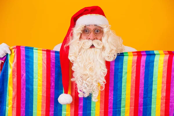 Homo Kerstman Met Lgbt Vlag Kerst Gay Trots Concept — Stockfoto