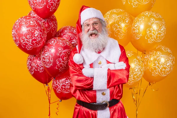 Święty Mikołaj Balonami Tle — Zdjęcie stockowe
