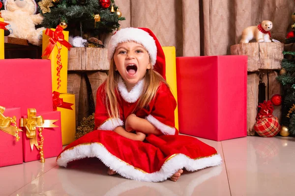 Rozkošné Dítě Dívka Oblečená Vánoční Oblečení — Stock fotografie
