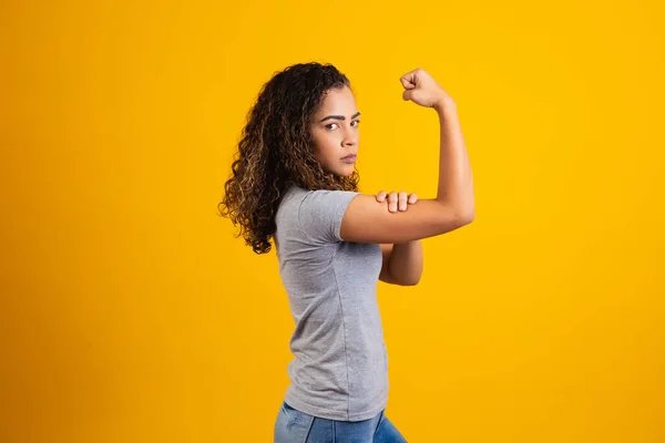 Can Woman Fist Female Power Woman Victim Racism Abuse Work — Stock Photo, Image