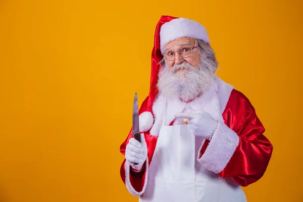 Санта Клаус Держит Нож Концепция Злого Санта Клауса Убийство — стоковое фото