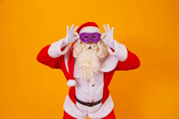 Krásná Santa Claus Oblečený Karneval Noc — Stock fotografie