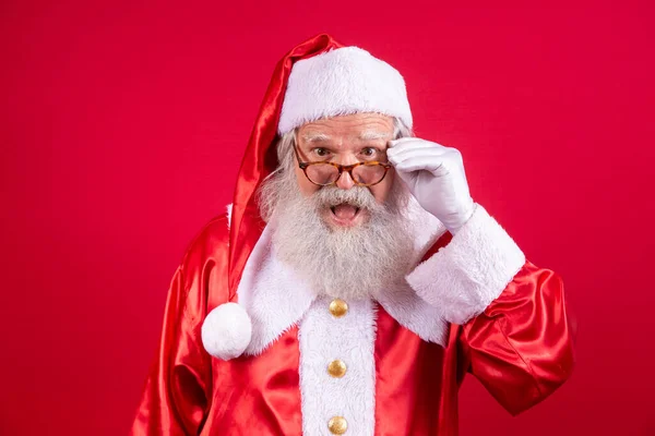 Julenissen Ser Inn Kameraet Det Snart Jul Gledelig Jul Julenissen – stockfoto