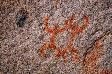 Mağara duvarındaki resim. Tarihi sanat. Çok eski hikaye. Çağlar. arkeoloji