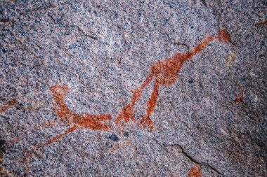 Mağara duvarındaki resim. Tarihi sanat. Çok eski hikaye. Çağlar. arkeoloji