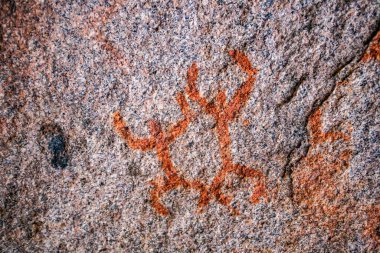 Mağara duvarındaki resim. Tarihi sanat. Çok eski hikaye. Çağlar. arkeoloji
